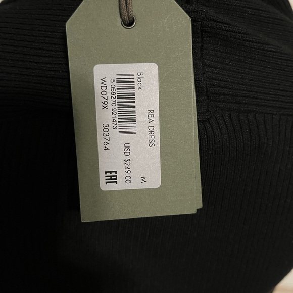 NWT All Saints size M Rea  Black Midi Dress with Long Sleeves - Picture 4 of 11